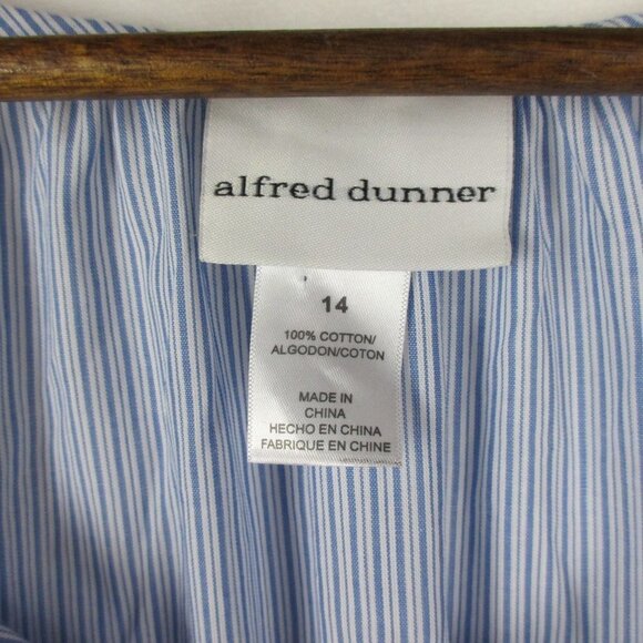 Alfred Dunner Lake Tahoe Embroidered Pinstripe Bell Sleeve Top Size 14 Casual - Picture 9 of 10